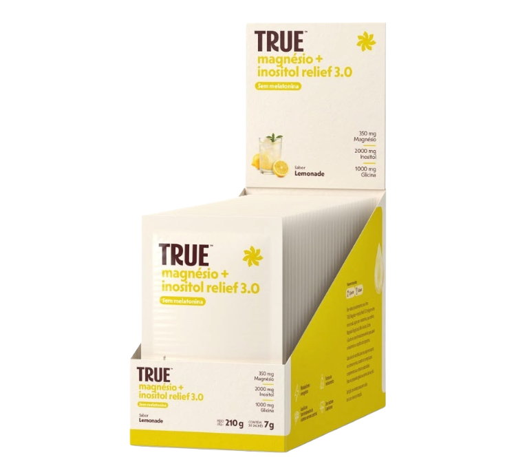 Magnesio+ Inositol Relief 3.0 Lemonade Sem Melatonina 30 Sachês True