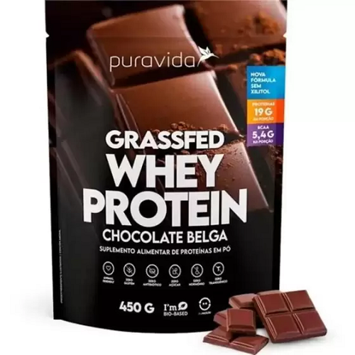 Grassfed Whey Protein Chocolate Belga Puravida Em Pó 450 g Puravida