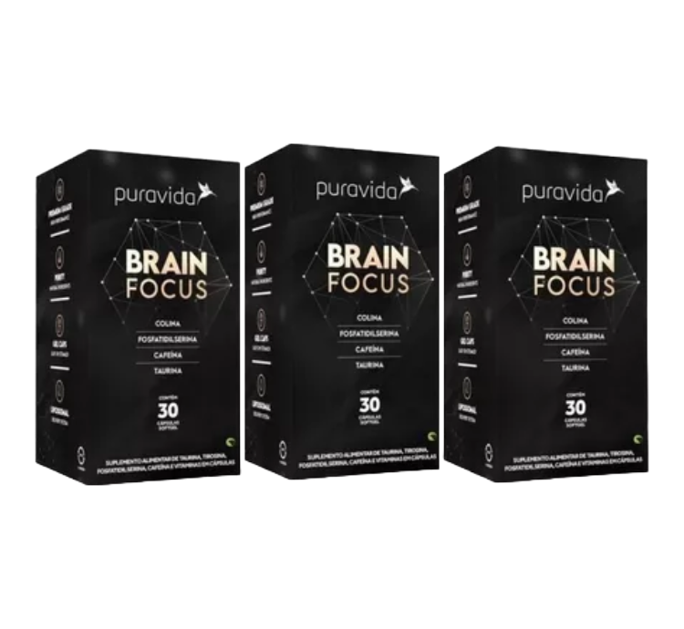 Kit 3 Brain Focus 30 Cápsulas Puravida