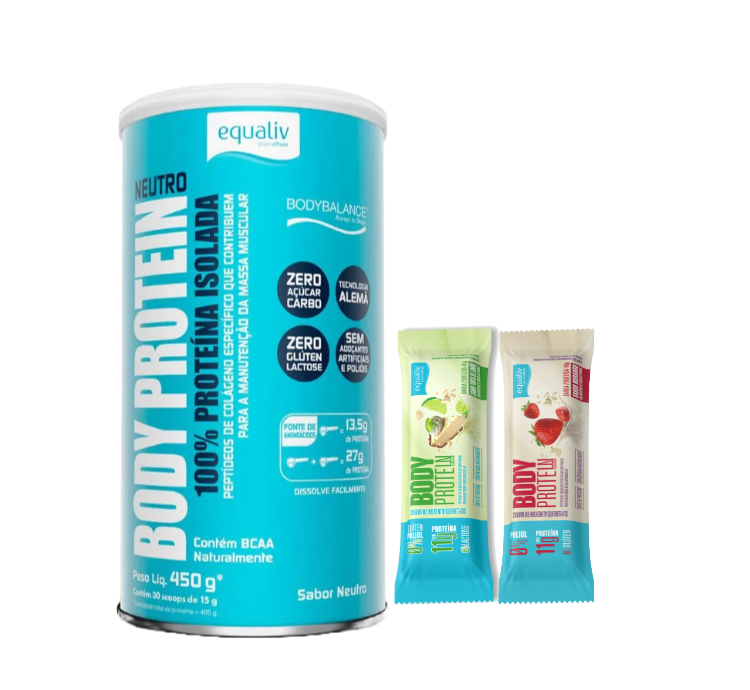 Body Protein Neutro 450g + 2 Barrinhas (Sabores Diversos) Equaliv