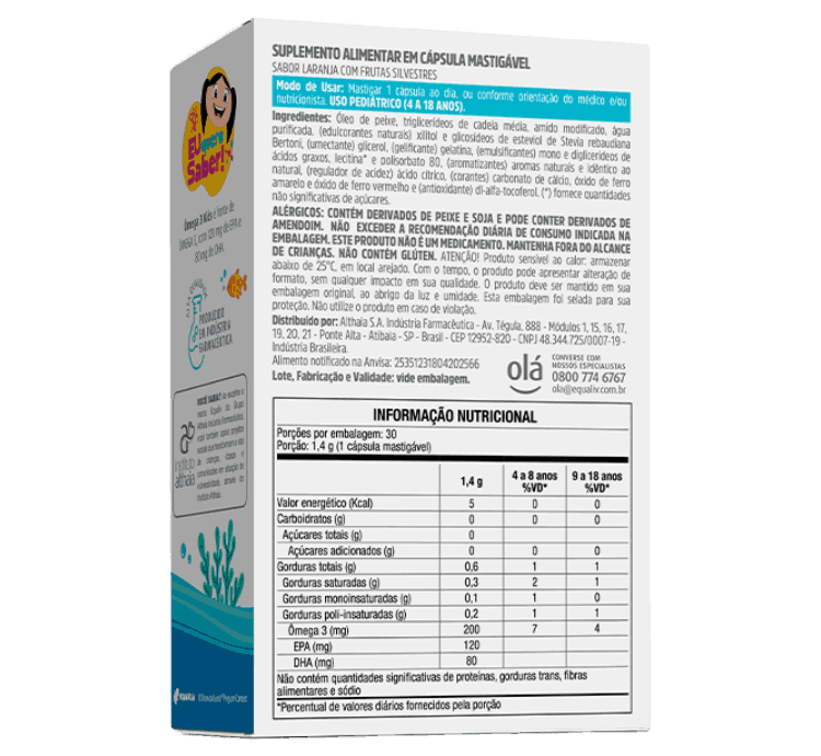 Ômega 3 Kids EPA/DHA Laranja com Frutas Silvestres 30 Cápsulas Equaliv - Image 2