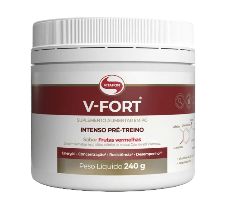 V-Fort Intenso Pré Treino Sabor Frutas Vermelhas 240g Vitafor