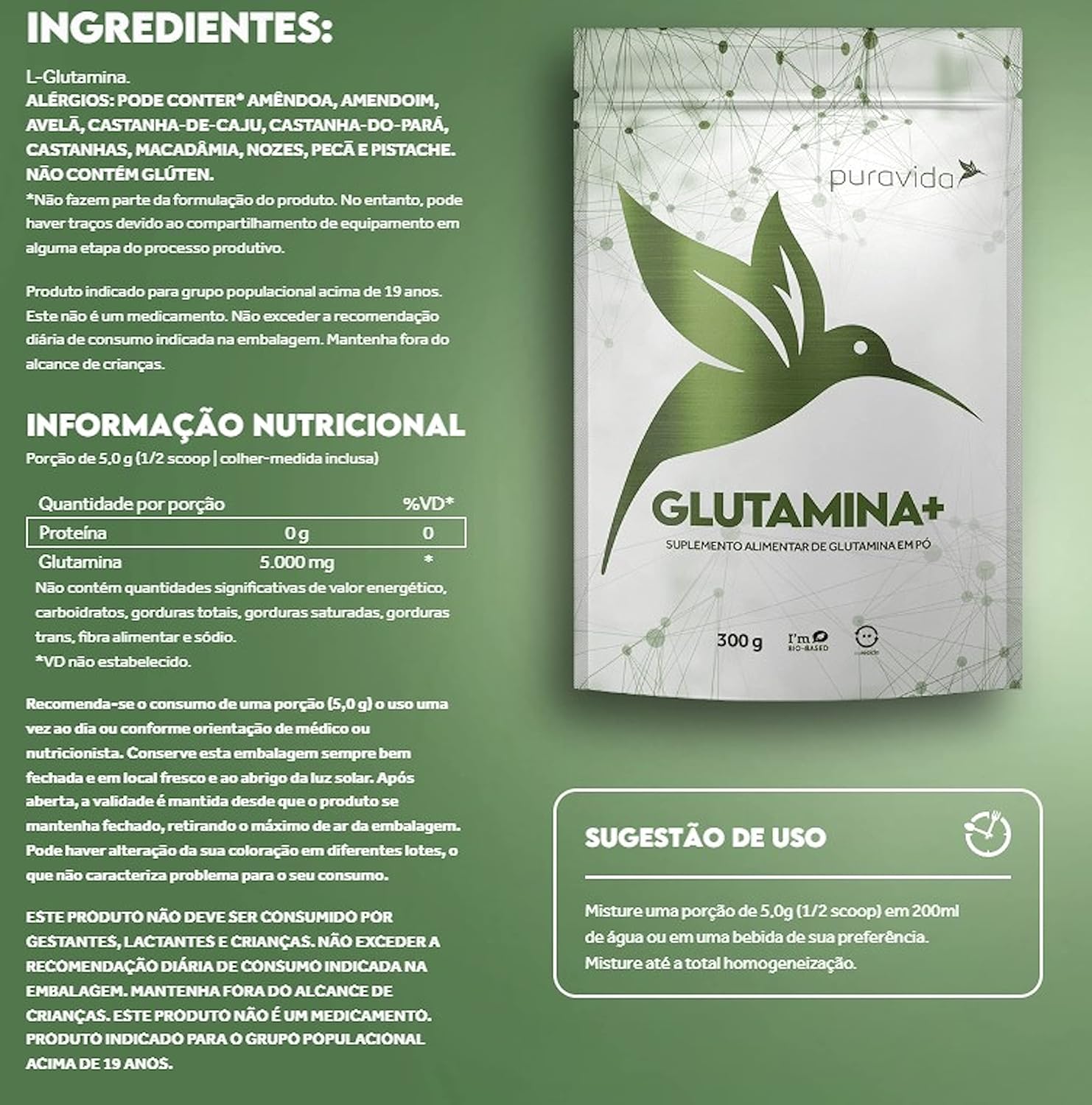Glutamina 300g Puravida - Image 4
