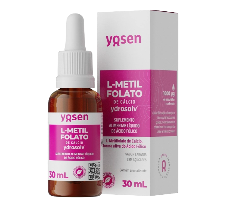 L-Metilfolato de Cálcio Ydrasolv Gotas 30ml Laranja Yosen
