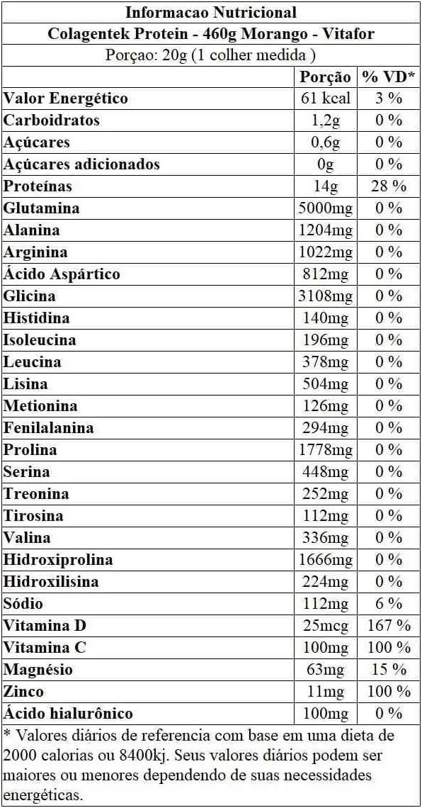 Colagentek Protein Sabor Morango 460g Vitafor - Image 4